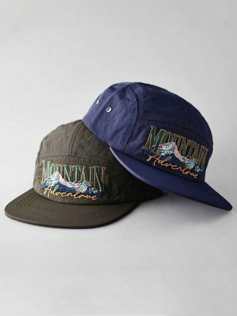 1pc Letter Embroidered Quick-Dry Flat Brim Baseball Cap, Unisex Couple Style, Simple Casual Breathable Versatile Baseball Cap - M Hip Hop Hat - View 1