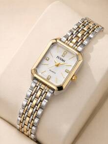 Women's Luxury Rhinestone Quartz Watch Oval Dial Two Tone Wristwatch Jewelry Gift For Her Christmas Birthday - Silver - View 20