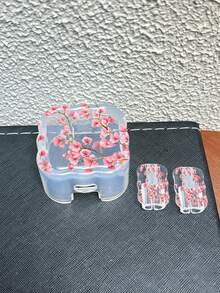 3pcs Set Data Cable Charger Protective Cover UC Painted Pink Flower Pattern Suitable For UK Standard Apple Fast Charger 20W UK Charger Use Anti-Break Charger Protector - Multicolor - View 3