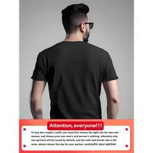 1 Pc Only Men's Couple T-Shirts - White Love Graphic Tees With Bold LOVE Lettering - Valentine's Day Gifts, Anniversary Couples Outfitsd Fit - 男款單件黑色 - 查看 2