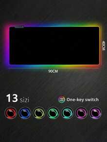 1pc Large Size 80cm X 30cm X 0.3cm Solid Black RGB Illuminated Colorful Mouse Pad, Oversized Office Desk Mat / 30cm X 25cm Computer Desk Gaming Mouse Pad With LED Lights, Keyboard Pad, Student Desk Writing Mat, Durable Edged Mouse Pad - Black - View 14
