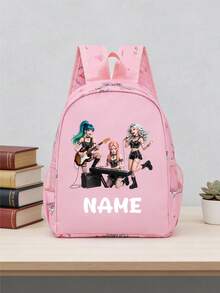 1pc Back To School Personalized Customized Backpack, Casual Versatile K-POP Theme Print, Zipper Closure Nylon Material, Adjustable Shoulder Straps, Hand-Carry, Suitable For School, Commuting, Shopping, Daily Use. Birthday Gift. - One Size - View 4
