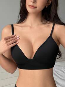DAZY Seamless Knit Wireless Padded Supportive Sports Bra - Black - View 2