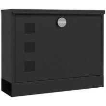 Wall Mounted Letterbox, Lockable Outdoor Mailbox With Viewing Windows And 2 Keys, Steel Post Box For Home Entrance, Black - A - View 1