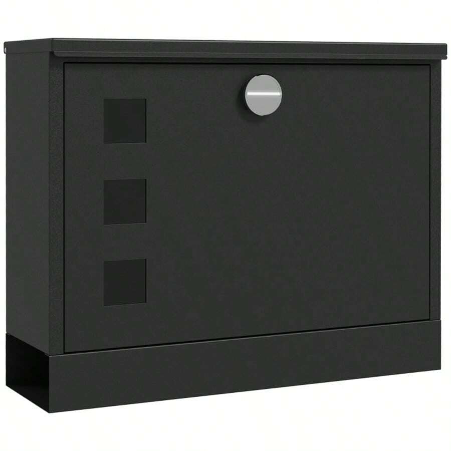 Wall Mounted Letterbox, Lockable Outdoor Mailbox With Viewing Windows And 2 Keys, Steel Post Box For Home Entrance, Black - A - View 1