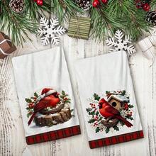 2/4/48pcs Christmas Series North American Cardinal Pattern Printed Kitchen Towels - Super Soft, Highly Absorbent Polyester Dish & Hand Towels, Perfect For Holiday Decor, Kitchen Decor, Party Decor. - Multicolor - View 3
