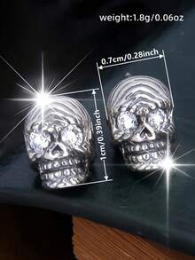 1 Pair Fashion Cubic Zirconia Stud Earrings For Women, Wedding Engagement Party Jewelry, Halloween Gift - Silver+White - View 3