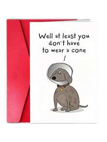 1Pc Funny Get Well Soon Card Gift, Humorous Quick Surgical Recovery Card To Give To Her Friend, At Least You Don't Have To Wear A Cone - View 2