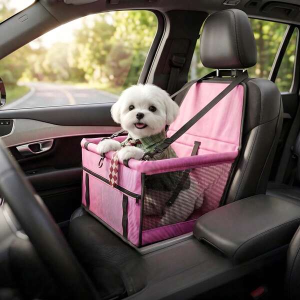 1 pieza Bolsa transportadora portátil para mascotas en coche, plegable, súper transpirable, impermeable, resistente a las manchas, cama para mascotas, adecuada para gatos y perros pequeños a medianos