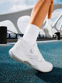 KUMPOO Training Sports Shoes Women'S Low Top Rotating Button / Anti-Slip & Shock Absorption / Lightweight Badminton Daily Wear Shoes/KH-D66 - White - View 3