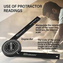 1PC 360° Adjustable Miter Saw Protractor, Precision Angle Finder Measuring Tool, Professional Woodworking Angle Gauge Ruler, Accurate Corner Angle Measuring Instrument For Table Saw, Baseboard, Crown Molding & Trim Cutting Projects - A - View 1