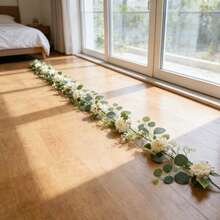 Eucalyptus Leaves And Baby's Breath Artificial Vine, Home Wedding Tabletop Greenery Decoration - White Flowering Vines - View 9