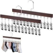 2pcs Closet Storage Hangers With 12 Clips, Space-Saving Leggings Rack, 360° Rotating Metal Clips With Silicone Lining, Suitable For Skirts, Socks, Bras, Shorts, Underwear, Ties - Multicolor - View 1