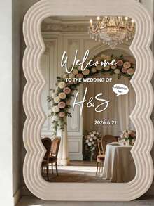 Custom Wedding Mirror Decal, Personalized Welcome Sign Sticker, Initials Date Vinyl Cling - Multicolor - View 2