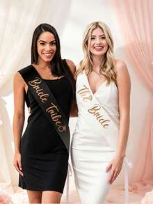 Bachelorette Party Sash Set With Veil, 11pcs & 10pcs Sash Set, Suitable For Wedding Party And Team Use, Can Be Used As Bride Gift Or Wedding Decoration, Also Suitable For Bride Gift Ceremony. Suitable For Bachelorette Party, Wedding, Bride-To-Be Outfit And Accessories - Multicolor - View 4