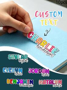 10pcs Customized Name Stickers, Waterproof Name Labels, Customized Children's Growth Souvenirs, Customized Adhesive Labels, Suitable For Pencil Boxes, Water Bottles, Backpacks - Multicolor - View 2