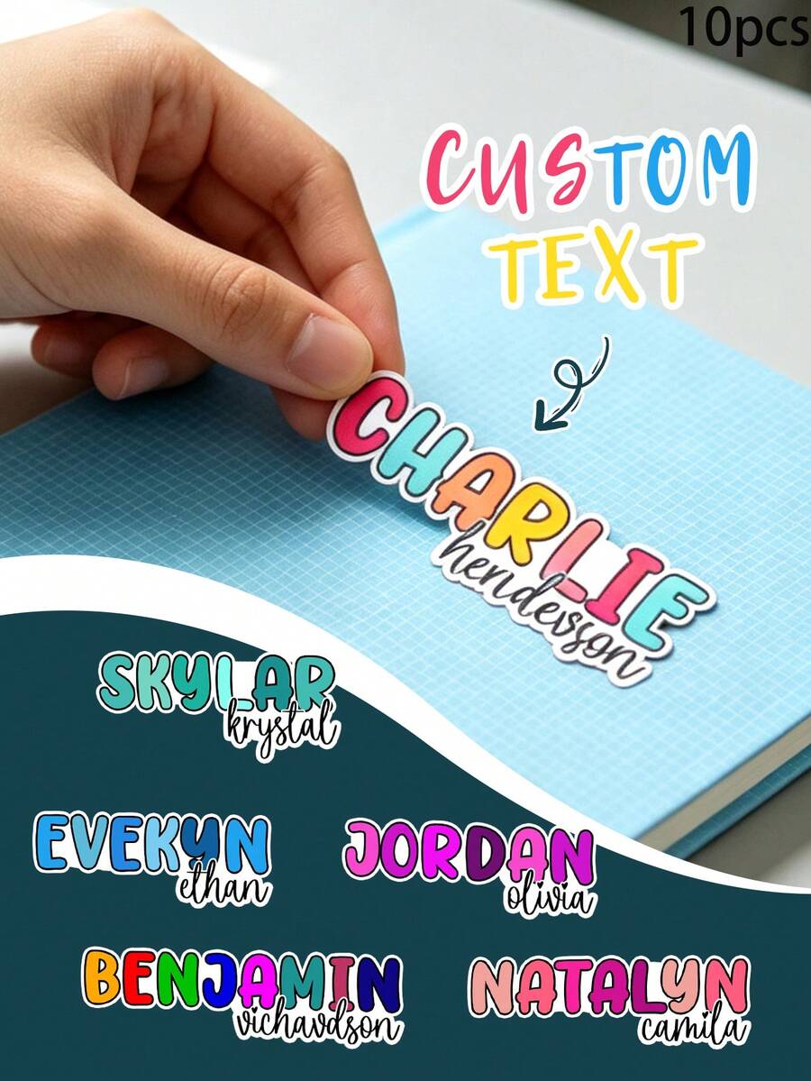 10pcs Customized Name Stickers, Waterproof Name Labels, Customized Children's Growth Souvenirs, Customized Adhesive Labels, Suitable For Pencil Boxes, Water Bottles, Backpacks