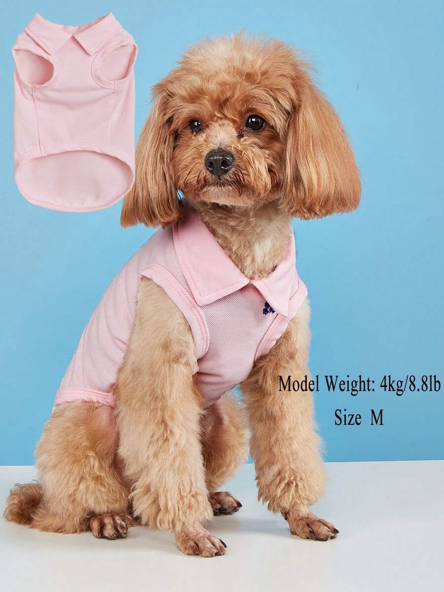 1件 春夏小狗泰迪/熊貓/馬爾濟斯/博美犬 簡約純色休閒運動背心上衣
