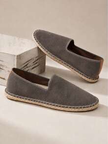 Mocasines casuales de lona sin cordones para hombre, zapatos planos para vacaciones - Gris - Ver 2