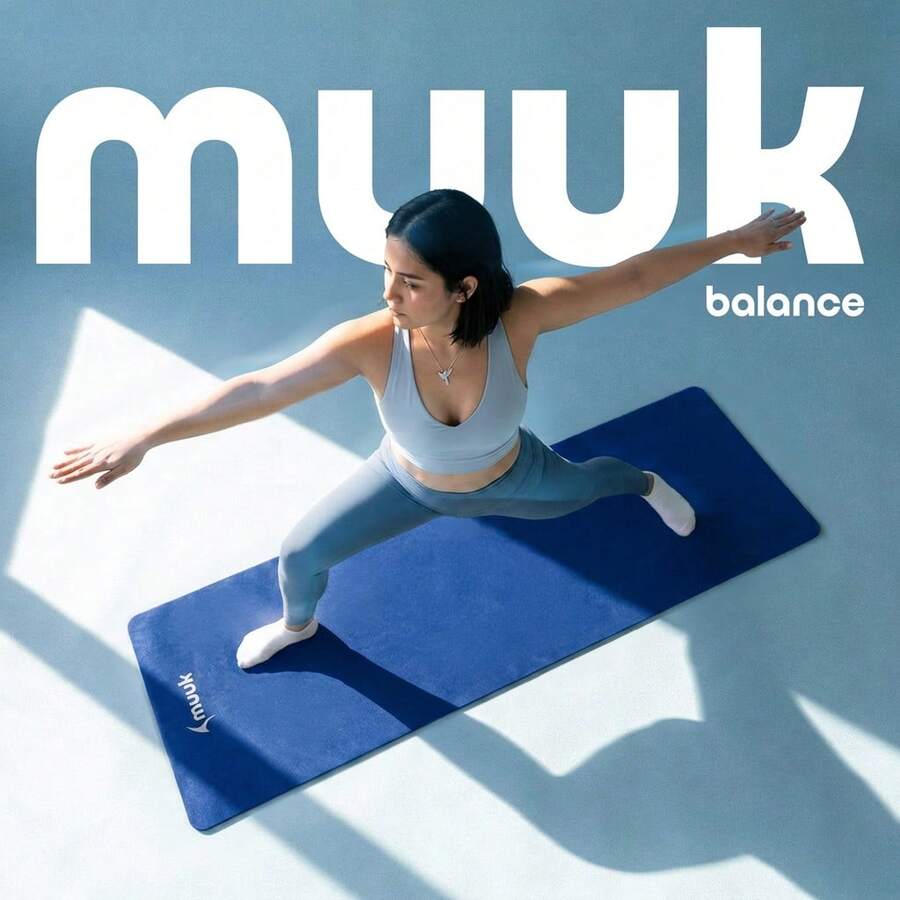 MUUK 1 pieza Tapete de yoga antideslizante de 150x60 cm con 8 mm de grosor|Correa de Transporte, Resistente y Cómoda | Ideal para Ejercicio en Casa, Gimnasio, Parque, Viajes, Meditación y Estiramientos