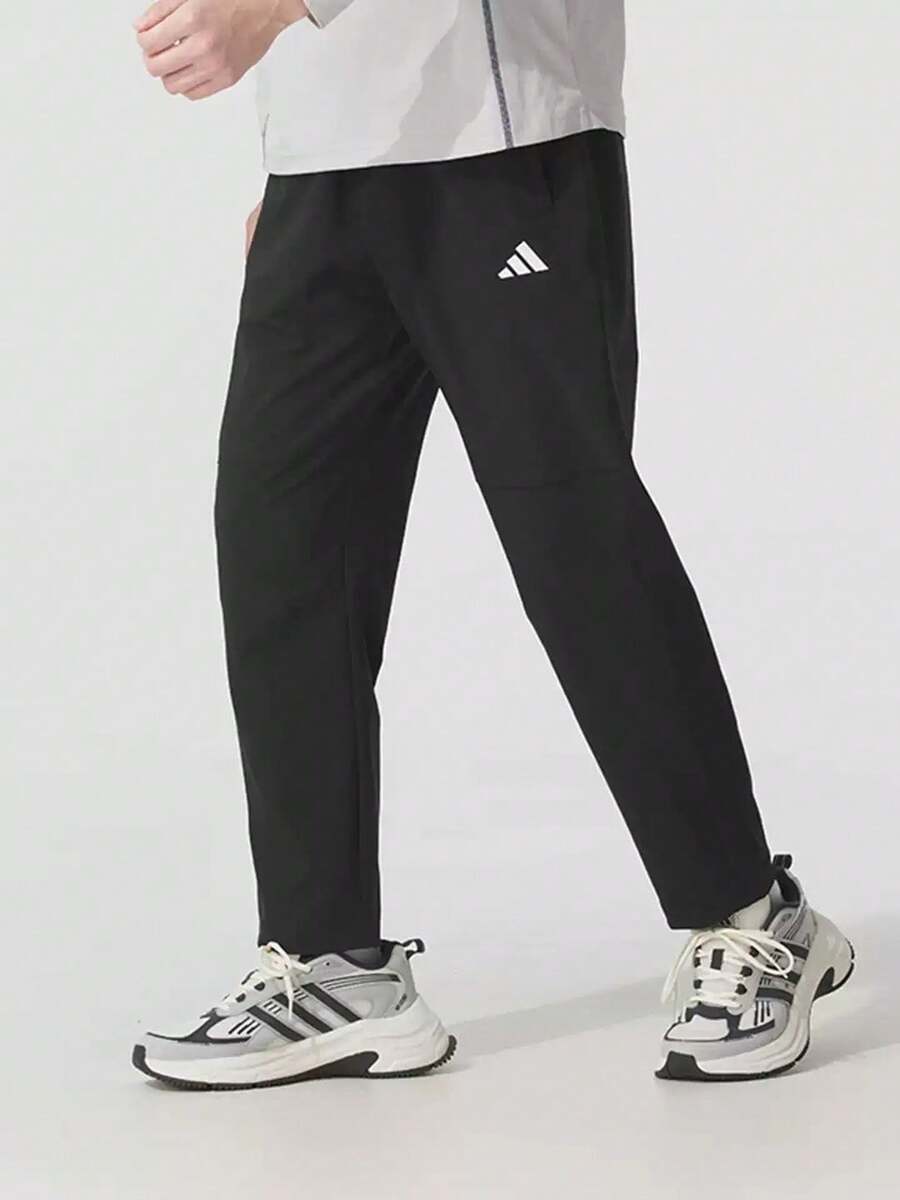 Adidas New Men's Quick-Dry Breathable Straight-Leg Running Training Pants - Black - View 1