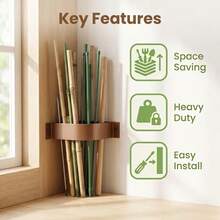 Wall-Mounted Corner Tool Storage Rack, Drill-In Pole Organizer, Suitable For Garage, Workshop, Yard - A - View 7
