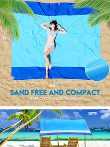 Portable Folding Beach Mat/Picnic Blanket/Outdoor Mat – Lightweight, Waterproof, Moisture-Proof And Sand-Proof, Suitable For Camping, Picnic, Travel And Beach, Includes Storage Bag - C - View 5