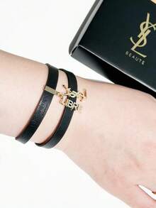 Yves Saint Laurent Vòng tay YSL màu đen, món quà hoàn hảo cho bạn gái - màu đen - Xem 5