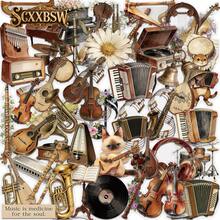 SCXXBSW 50pcs Retro Musical Instrument Stickers, Cool Anime Decorative Stickers, Cute And Fun Cartoon Stickers, Waterproof And Durable. Suitable For Decorating Phone Cases, Can Be Applied To Laptops. A Preferred Gift For Holidays. - Multicolor - View 1