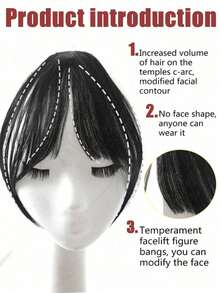 1Pc Clip In Bangs Hair Extensions Natural French Curtain Wispy Fringe Fake Hairpiece With Temples For Women Hair Hair Clips - Multicolor - View 4