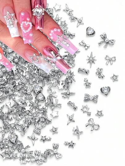 Mix 20pcs Nail Charms Nails Supplies A Minimalist Square Shaped Grass Set With Diamonds Metal Nail Supplies, Shiny Rhinestones Nail Gems,Suitable For Multi-Functional DIY Accessories Nail Decoratio