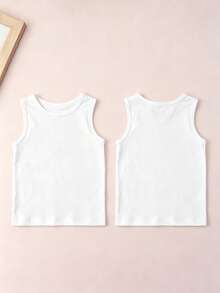 10pcs/Pack Young Girl' Solid Color Camisole Tank Top, Candy Color Minimalist Versatile Undershirt, Suitable For Girls In Spring/Summer - Multicolor - View 10