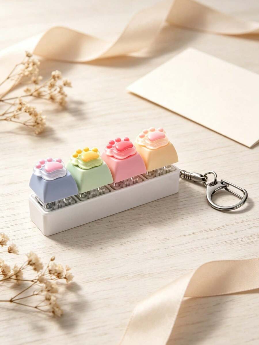 1pc 4-Color Colorful Macaron Claw Shaped Keychain Pendant, Bag Accessory Keychain, Birthday Gift For Friends - Multicolor - View 1