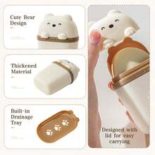 1pc Cute Travel Soap Dispenser, Portable Leak-Proof Liquid Soap Container With Lid, Soap Dish With Drainage Function, Suitable For Bathroom, Gym, Travel, Camping And Outdoor Use (Bear Shape) - View 5