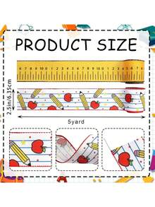 5-Yard Back To School Garland Ribbon, Burlap Material, Apple And ABC Pattern, Suitable For Gift Wrapping And Kindergarten Classroom Decoration - Multicolor - View 9
