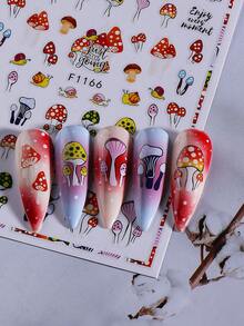 2pcs 3D Self-Adhesive Autumn Maple Leaf & Mushroom Nail Art Stickers, Maple Leaf Pumpkin Apple Floral Cute Nail Design, Thanksgiving Seasonal Nail Decoration, Autumn DIY Nail Supplies - Multicolor - View 9