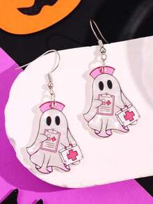 1 Pair Halloween Cute Exquisite Unique Personalized Ghost Nurse Acrylic Earrings, Women's Daily Holiday Party Jewelry - Multicolor - View 4