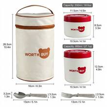 1pc/Set Portable 304 Stainless Steel Thermal Insulated Lunch Box With Handle, Leak Proof Fruit Salad Food Storage Container, Dishwasher & Microwave Allowable,Suitable For Student Adult Use In School, Office,Picnic, Travel, Back To School - Multicolor - View 16