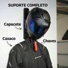 Suporte Capacete Moto De Parede Organizador Jaqueta Chaves Luvas Reforçado Pratico Garagem Quarto preço baixo promocão - Suporte de Capacete BRANCO - Visão 1