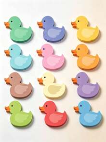 1/3/6/12pcs Macaron Colorful Little Duck Shaped Sticky Notes, Cute Cartoon Duck Design Writable Adhesive Memo Pads, Student Book Index Markers, Planner Decoration, Office And Study Supplies - one-size - View 5