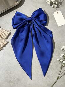 1pc Solid Color Satin Hair Clip With Ribbon Streamers And Large Bowknot, Versatile Hair Accessory For Women Valentine's Day Claw Clips Hair Claws Hair Barrettes, School Stuff, Elegant, College, Winter Outfit For Women, Bows, Cute, Hair Accessories, Head Accessories, Hairpin - Yellow - View 8