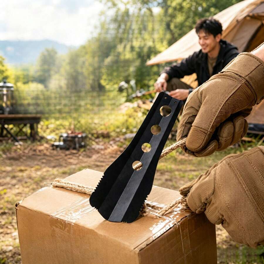 Multi-Functional Outdoor Hand Shovel With Storage Bag, Carbon Steel Material, Portable, Suitable For Camping, Picnic, Digging, Gardening, Small Saw - Four-hole Hand Shovel - View 1