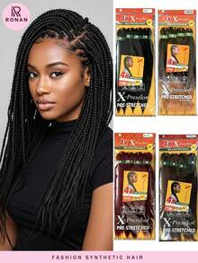 4件/包 18英吋 Xpression 合成纖維預拉伸編髮髮束，阻燃光滑 Yaki 編髮髮束 - 彩色 - 查看 4