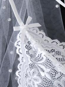 1件白色蕾絲刺繡露背連身褲，柔軟親膚前開襟長褲 - 白色 - 查看 7