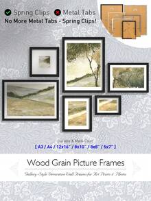 XXBANZHUAN 復古做舊經典畫廊風相框 A3/A4/12x16/8x10/8x8/5x7 英吋，升級彈簧夾，6 種木紋花色（淺灰色/深灰色/紅棕色/黑色/淺木色/做舊白色），客廳/臥室/辦公室裝飾 - 彩色 - 查看 11