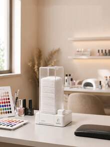 Automatic Press Cotton Pad Storage Box, Auto-Pop-Up Nail Polish Remover Wipes, Cleaning Cotton Pads, Makeup Pad Pads Dust-Proof Storage Box - Multicolor - View 5