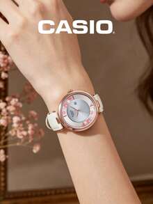 Casio SHEEN Women's Round Sakura Pattern Dial Mint Green Smooth Strap Date Display 3ATM Water Resistant Elegant Quartz Watch SHS-C110CGL-7AUPFH - Green - View 4