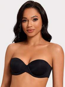 MELENECA Heavy Padded Push Up With Lift Multiway Underwire Strapless Bra For Women - Black - View 6