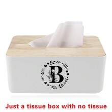 Kotak Tisu Nordik dengan Tutup Bambu, Kotak Penyimpanan Kayu Solid, Tempat Tisu Meja, Dispenser Kertas Mobil, Kotak Organizer Asrama, Dekorasi Liburan, Penyimpanan, Cocok untuk Penggunaan di Rumah dan Kantor, Pola Nama Awal 26 Huruf - Putih - View 30