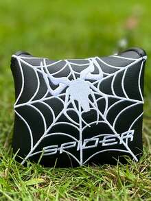 1pc Spider Web Embroidered Square Hammer Putter Cover, Magnetic PU Leather Golf Club Head Protector - Multicolor - View 9